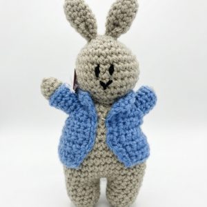 Crotchet Rabbit Teddy in a Blue Jacket