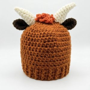 Handmade crochet Highland Cow hat for newborn baby