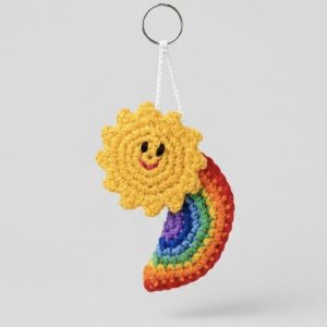 Crochet Rainbow Sunshine Keyring