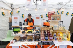 Oh So British stall at Shrewsbury Market Hall selling British gifts, handmade fudge and yarn